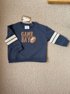 Angel Dear Navy Sweatshirt with 'Game Day' Football Applique